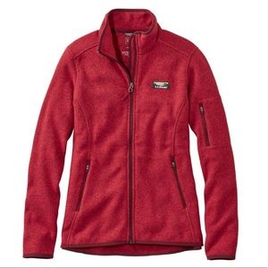 L.L. Bean Sweater Fleece Full Zip Jacket - Red (S)